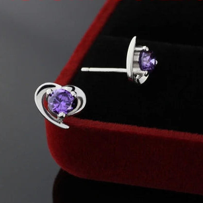 925 Sterling Silver Heart CZ Stud Earrings for Women
