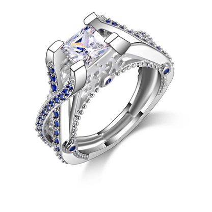 Luxury 925 Sterling Silver Square Bridal Ring for Women