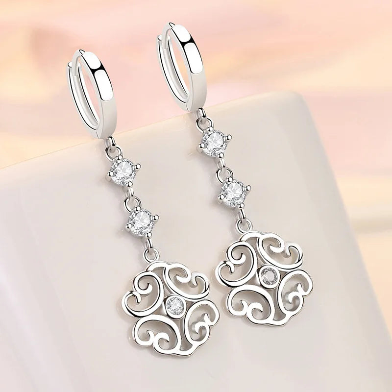 925 Sterling Silver Original Charm Double Hoop Earrings