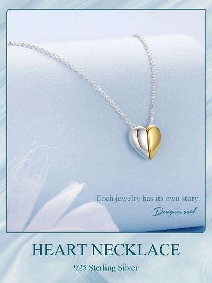 JEW002NEC      Gold Plated Heart Pendant Necklace for Women, 925 Sterling Silver Couple Heart Fashion Waterproof - Klixstore