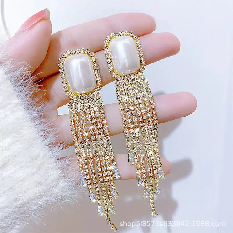 Square Patchwork Long Earrings