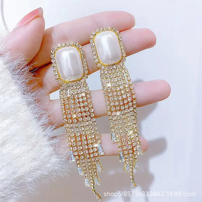 Square Patchwork Long Earrings