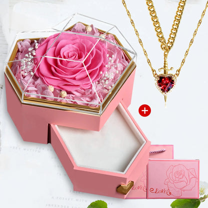 Heart & Sword Crystal Necklace Set – Stainless Steel Jewelry Gift Box