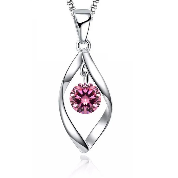 Custom Pearl Crystal 925 Sterling Silver Pendant Necklace for Women