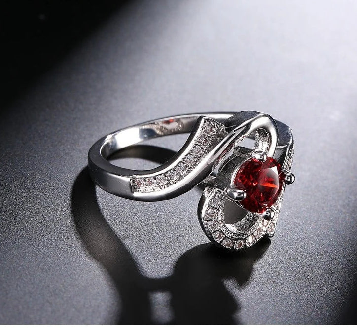 Hollow Cross 925 Sterling Silver Crystal Ring for Women