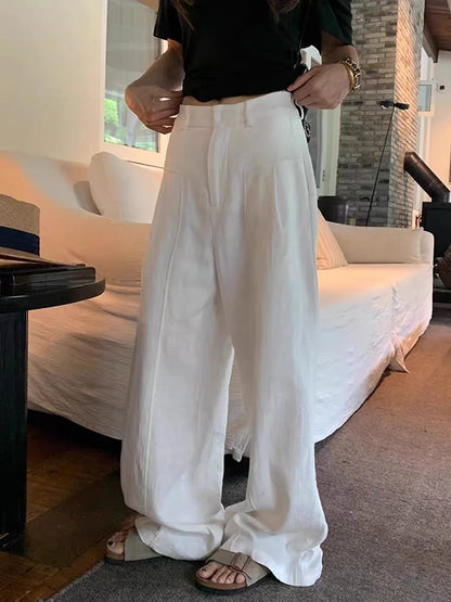 High Waist Wide Leg Linen Pants for Women
