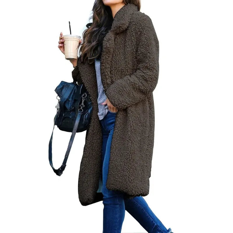 Women’s Long Plush Teddy Coat