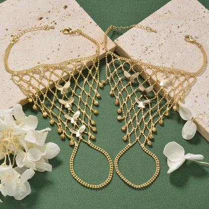 Flower Butterfly Gold Bracelet