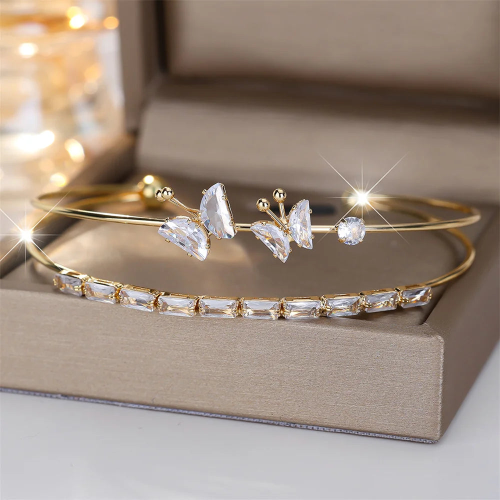 Butterfly Double Layer Bangle Bracelet
