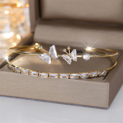 Butterfly Double Layer Bangle Bracelet