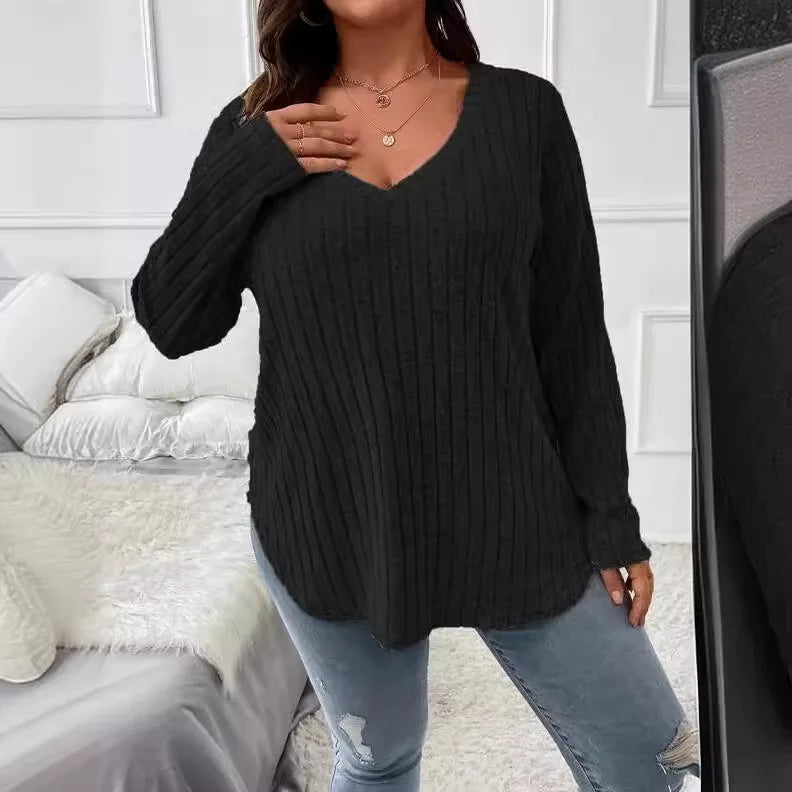 V-Neck Slim Fit Long Sleeve Sweater for Women