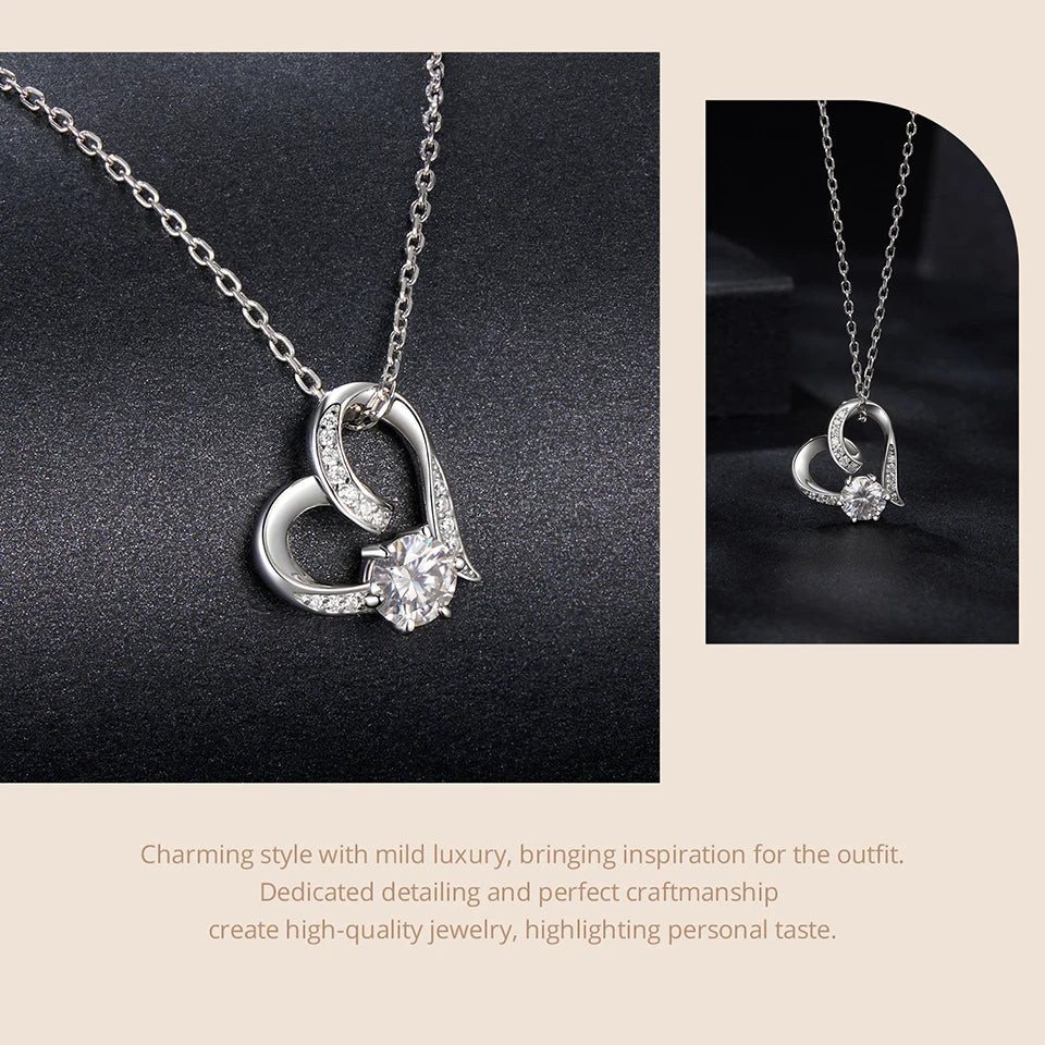 JEW003NEC        Forever Love Moissanite 925 Sterling Silver  Pendant Necklace - Klixstore