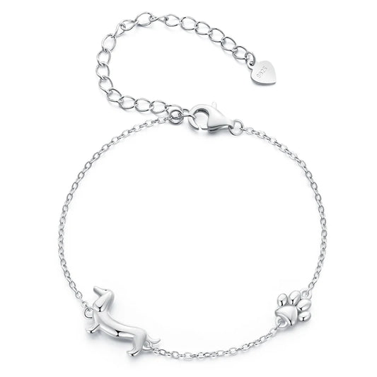 JEW003BR     Solid 925 Sterling Silver Cute Cat / Dog Chain Bracelet for Women Delicate Jewelry  Bracelet - Klixstore