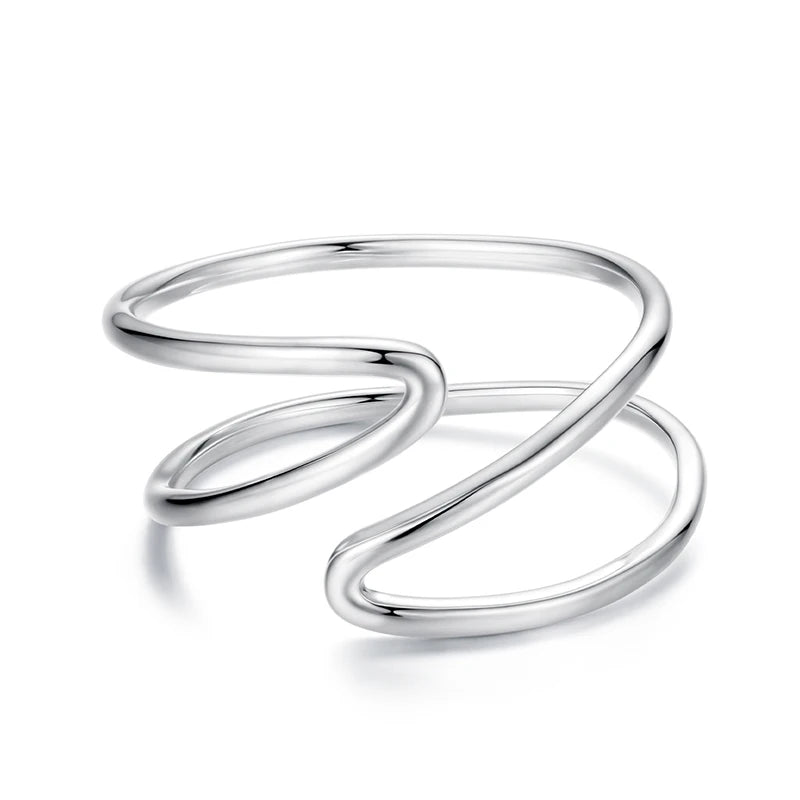 Silver Two-Layered  Open Ring