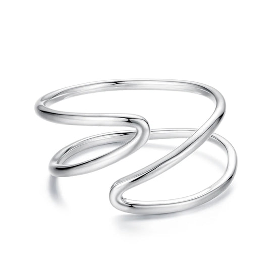 Silver Two-Layered  Open Ring