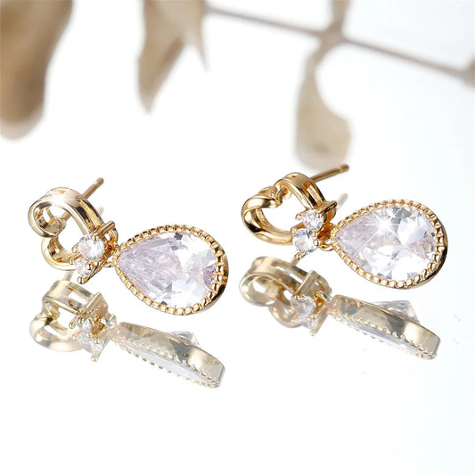 Heart Zircon Pendant Stud Earrings