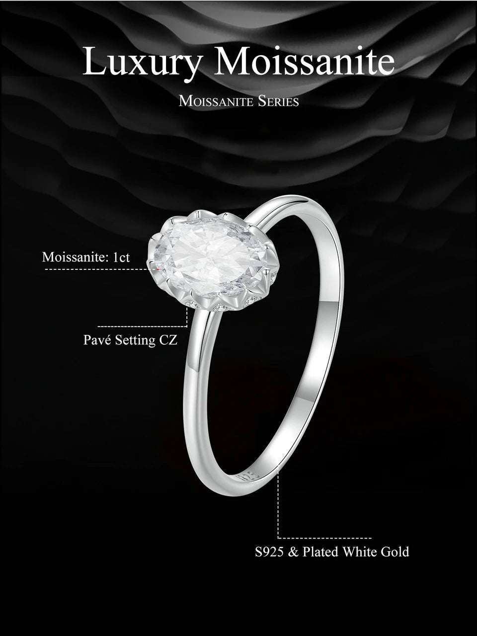 JEW026R   Moissanite Engagement Ring, Women's Solitaire Moissanite - Klixstore