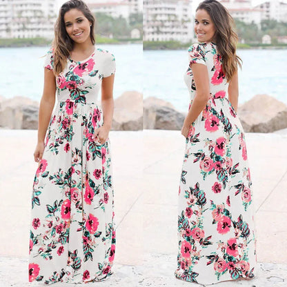 White Floral Boho Maxi Dress for Women 2025