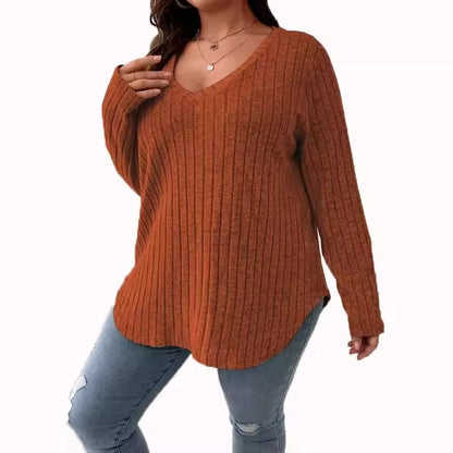 V-Neck Slim Fit Long Sleeve Sweater for Women