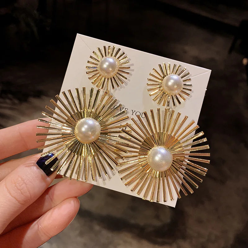 Geometric Irregular Round Pendant Earrings