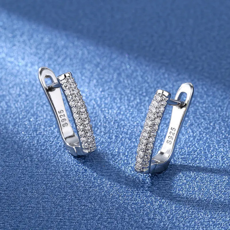 925 Sterling Silver Stud Earrings with Zircon | Fine Jewelry Gift