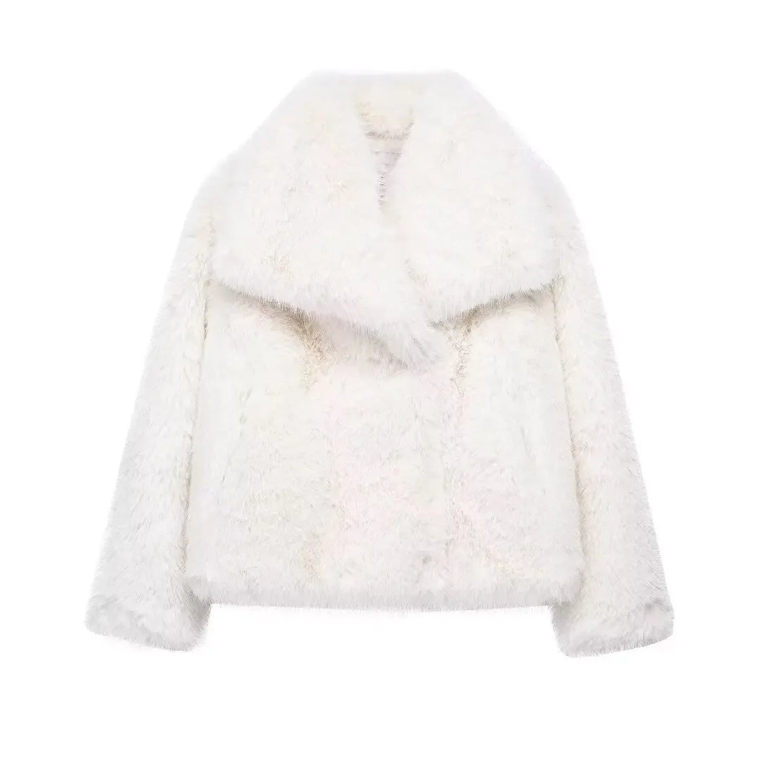 Faux Fur Plush Winter Coat for Women