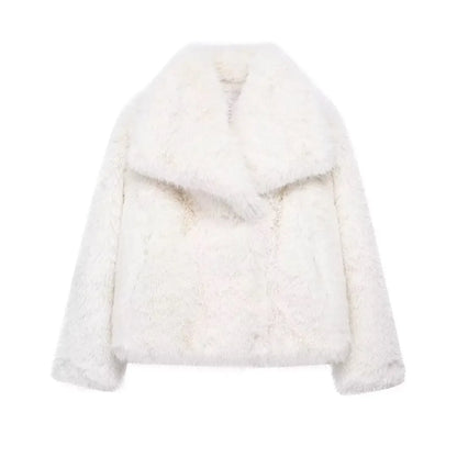 Faux Fur Plush Winter Coat for Women