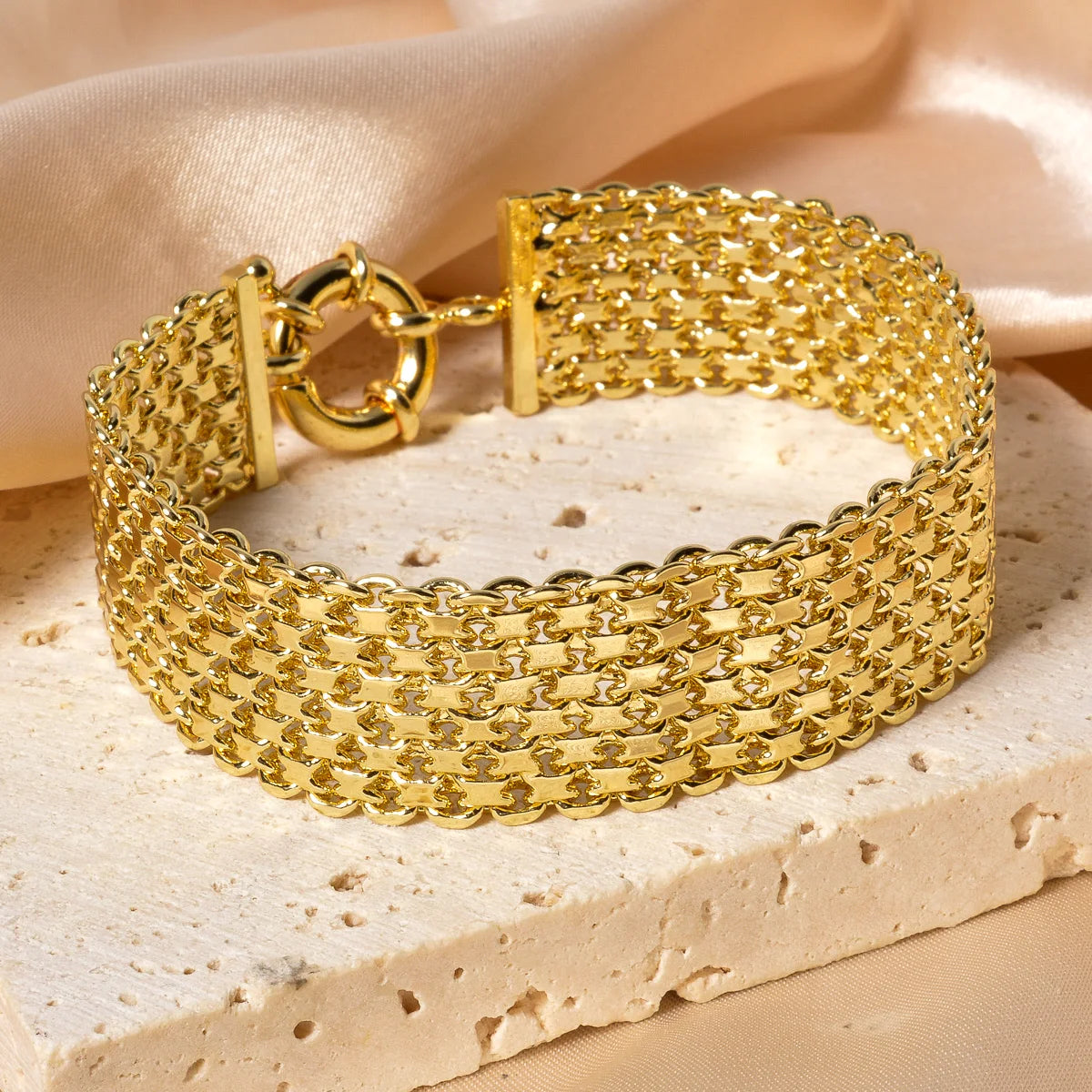 Wide Gold Link Chain Bracelet