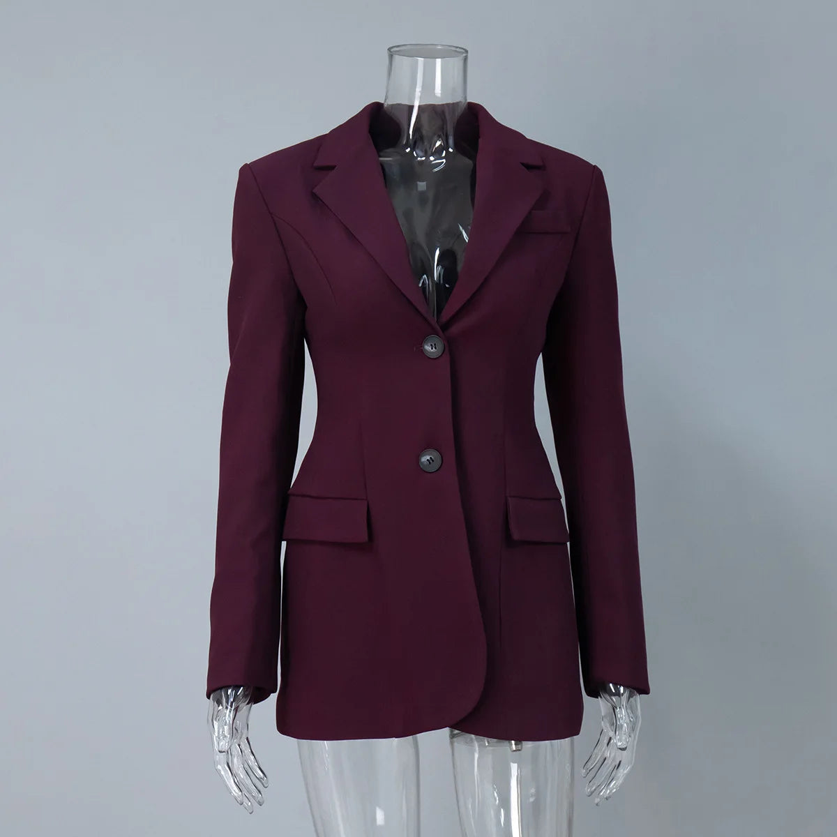 CLO004TP         Elegant Single Breasted Solid Suit for Women 2025 Autumn Buttons Slim Fit Blazers Lady Chic Outerwears Jacket - Klixstore