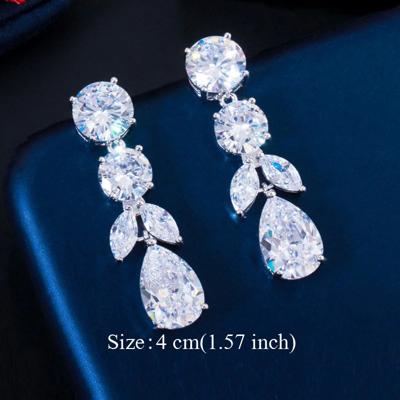 Water Drop CZ Silver Earrings