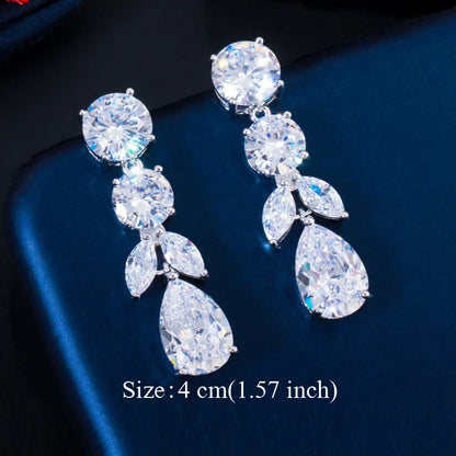 Water Drop CZ Silver Earrings