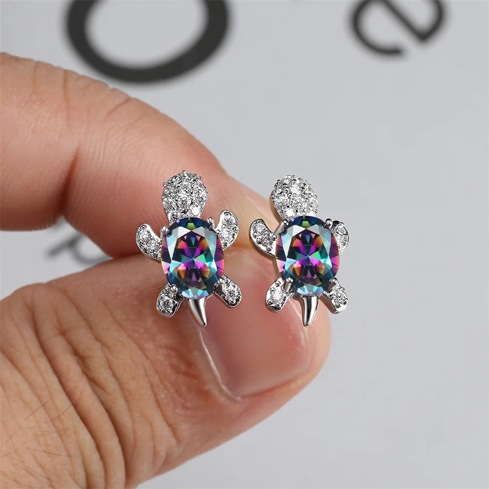 Sea Turtle Zircon Stud Earrings