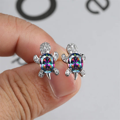 Sea Turtle Zircon Stud Earrings