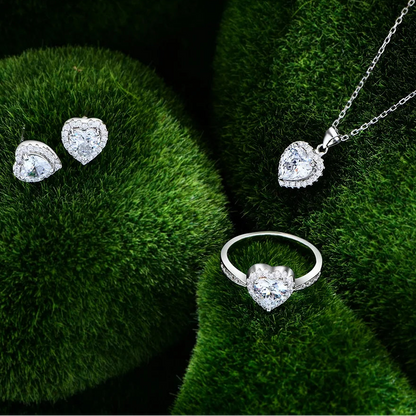 925 Silver Love Heart Jewelry Set