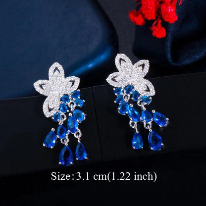 Water Drop CZ Silver Earrings