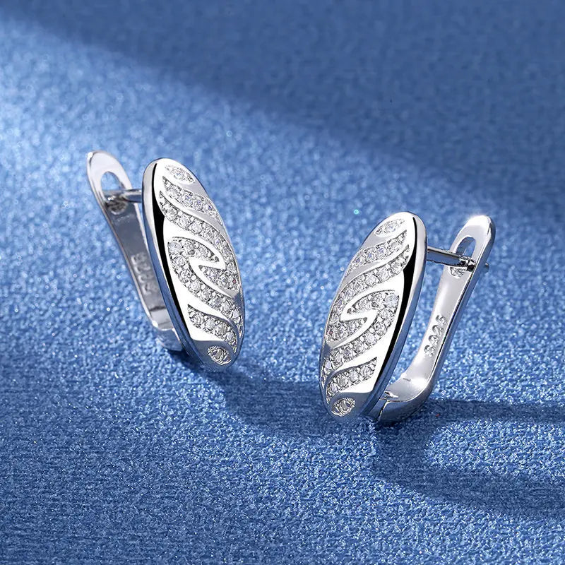925 Sterling Silver Stud Earrings with Zircon | Fine Jewelry Gift