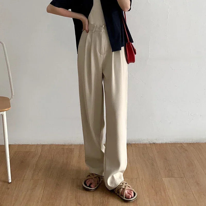 Suit Pants High Waist Straight
