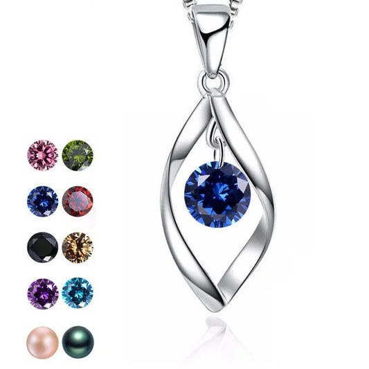 Custom Pearl Crystal 925 Sterling Silver Pendant Necklace for Women