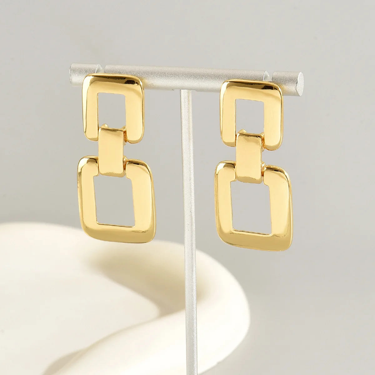 Square Patchwork Long Earrings