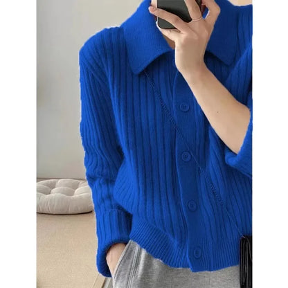 2025 Pure Cashmere Lapel Knit Cardigan Sweater for Women