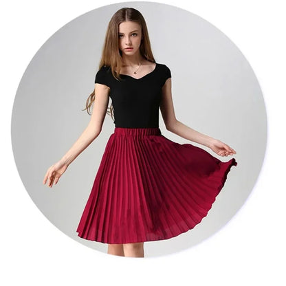 Women's Vintage Chiffon Pleated High Waist Skirt