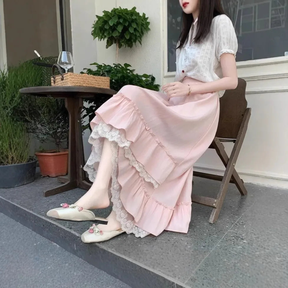 Ankle-length Skirts Women College Style