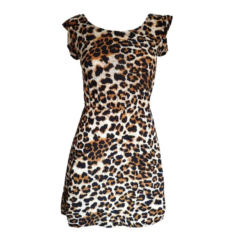 Leopard Print Sleeveless Wrap Mini Dress