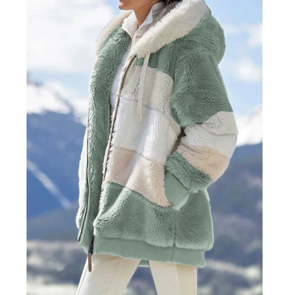 2025 Oversized Plush Hooded Jacket for Women