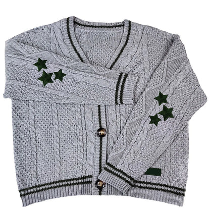Star Embroidered Knitted Cardigan for Women