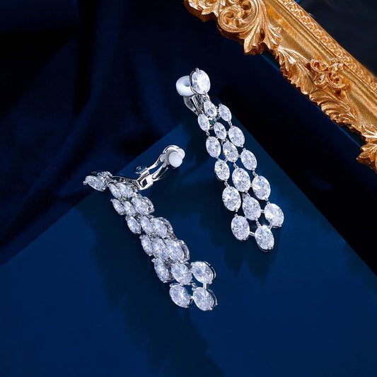 CZ Zircon Clip-On Earrings
