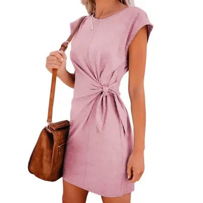 Asymmetrical Lace-Up Waist Summer Dress