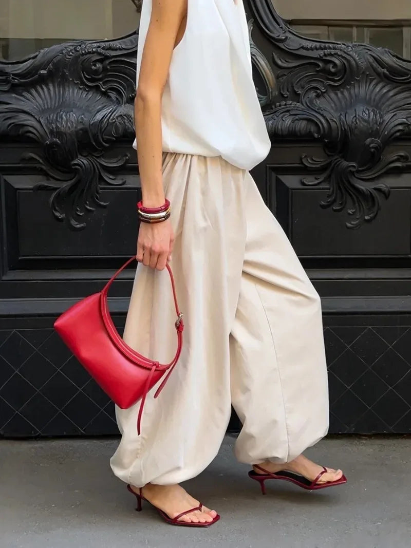 CLO002PT
Fashion Woman Clothes 2025 Autumn Wide Leg Pants Ladies Loose Solid Cotton Pants - Klixstore