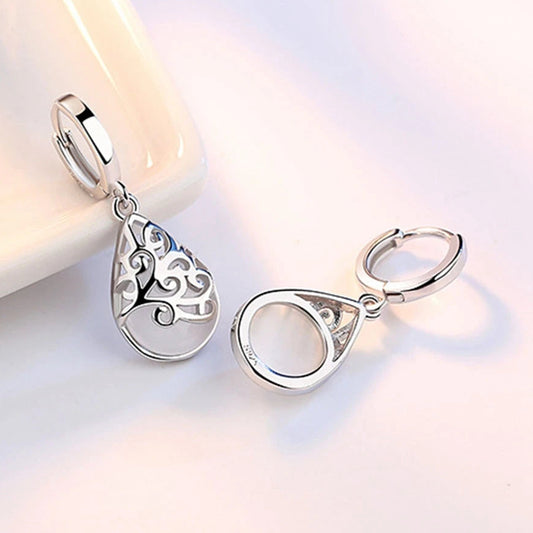 925 Silver Vintage Water Drop Earrings