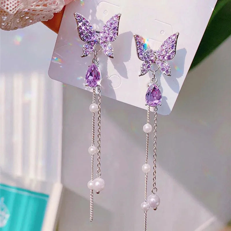 Green Zircon Butterfly Earrings